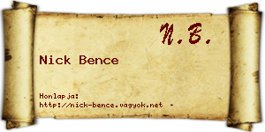 Nick Bence névjegykártya